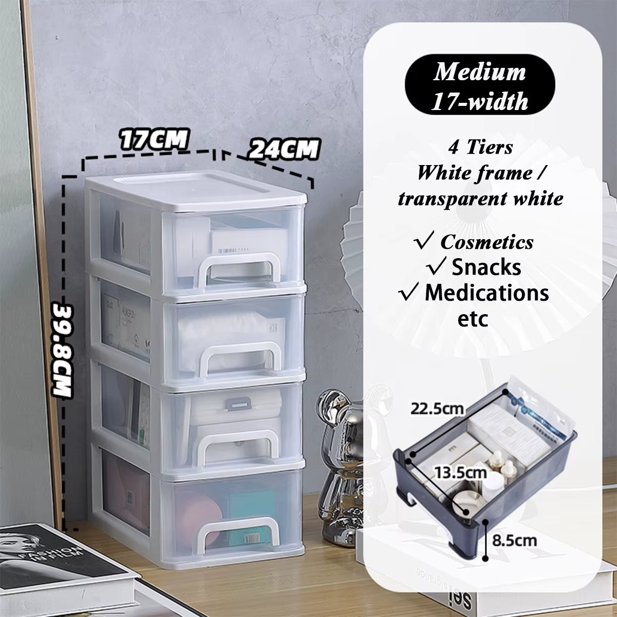 Multi-Layer Plastic Drawer for Storage/Table Organizer  
