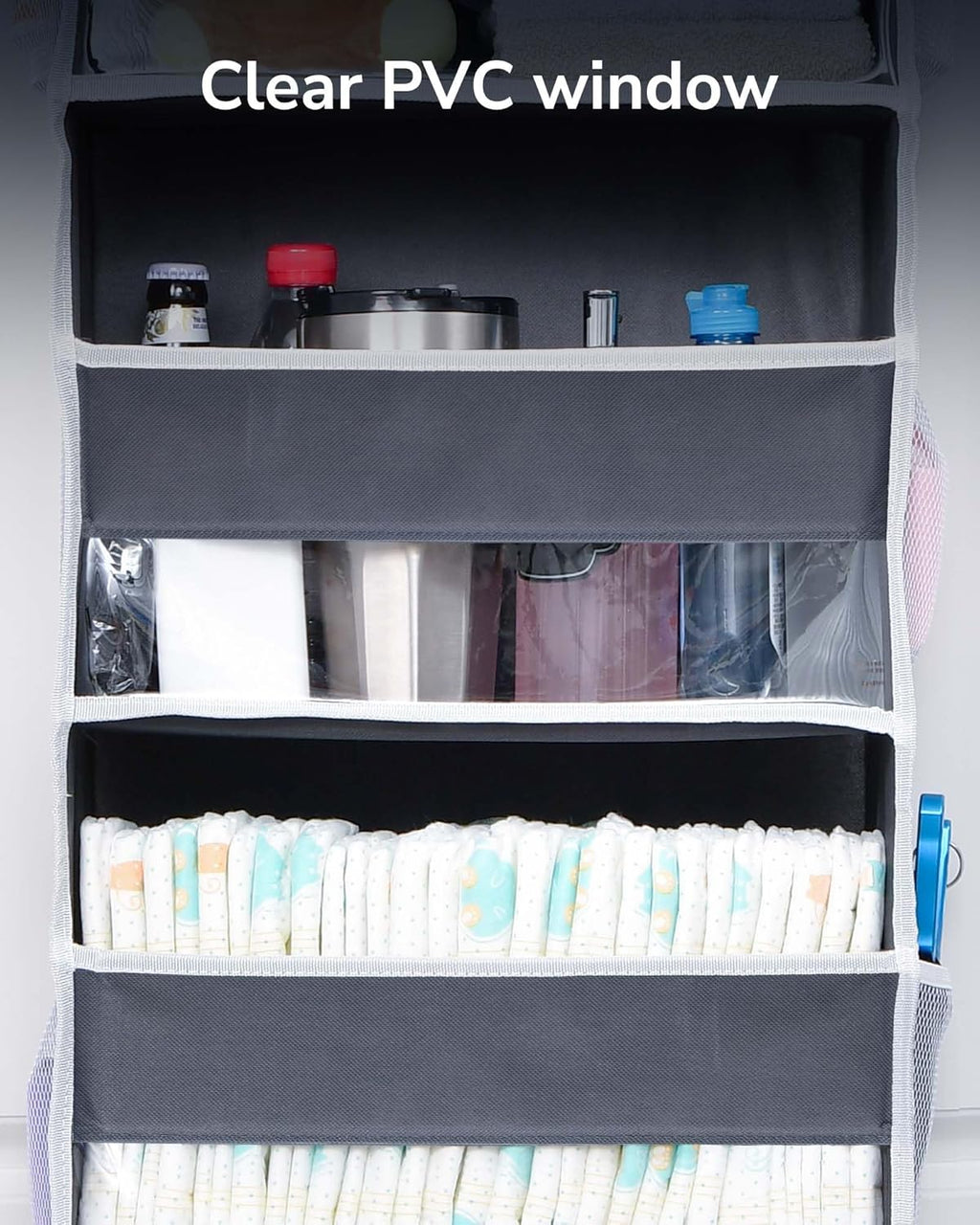 Large Over Door Organizer with 5 Pockets, 10 Mesh Side Pockets - 44 Lbs Weight Capacity