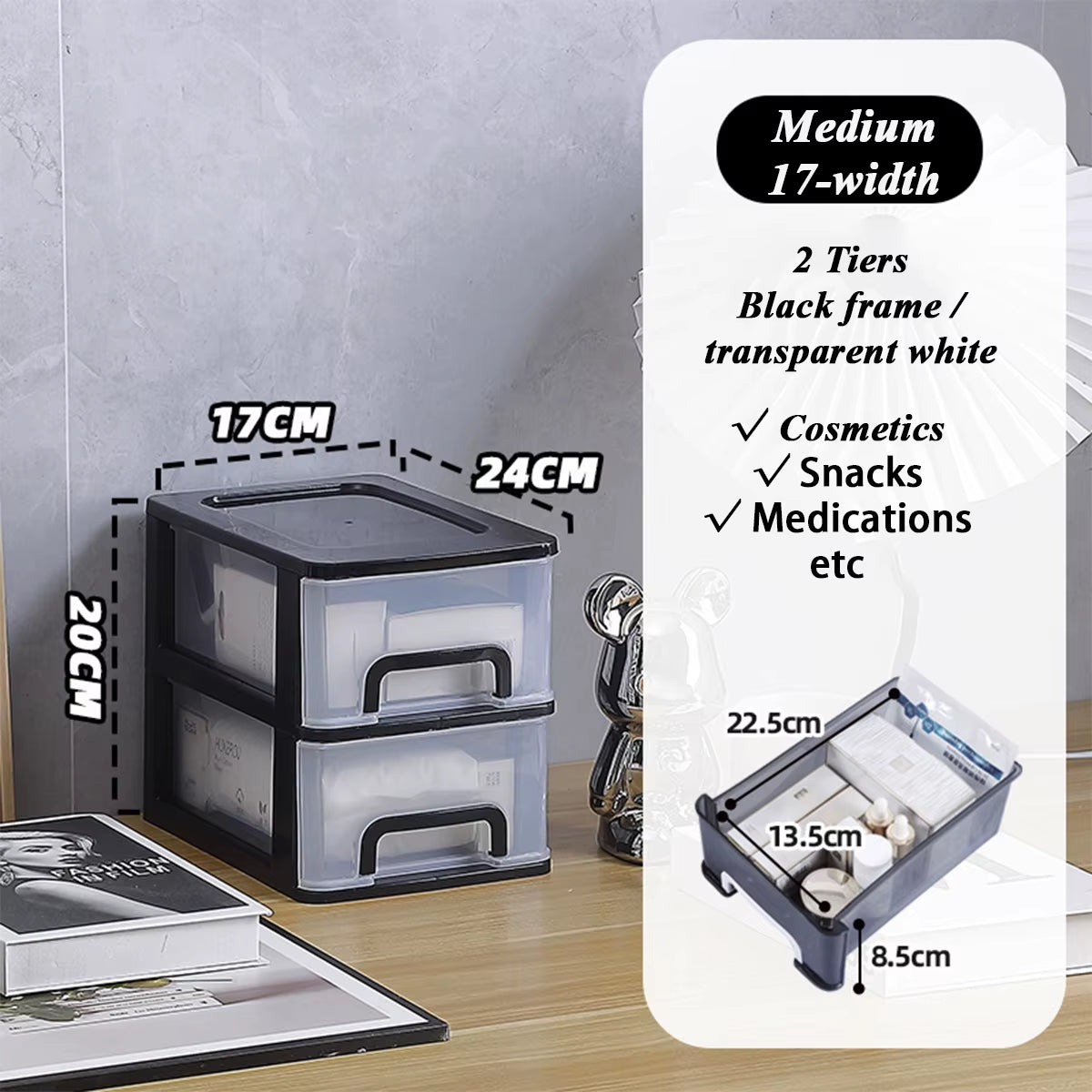 Multi-Layer Plastic Drawer for Storage/Table Organizer  