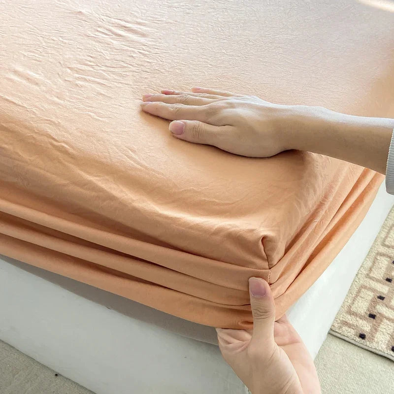 100% Cotton Fitted Bed Sheet with 360 Elastic Band Bedsheet for Single, Double, King, Queen Size Mattress 