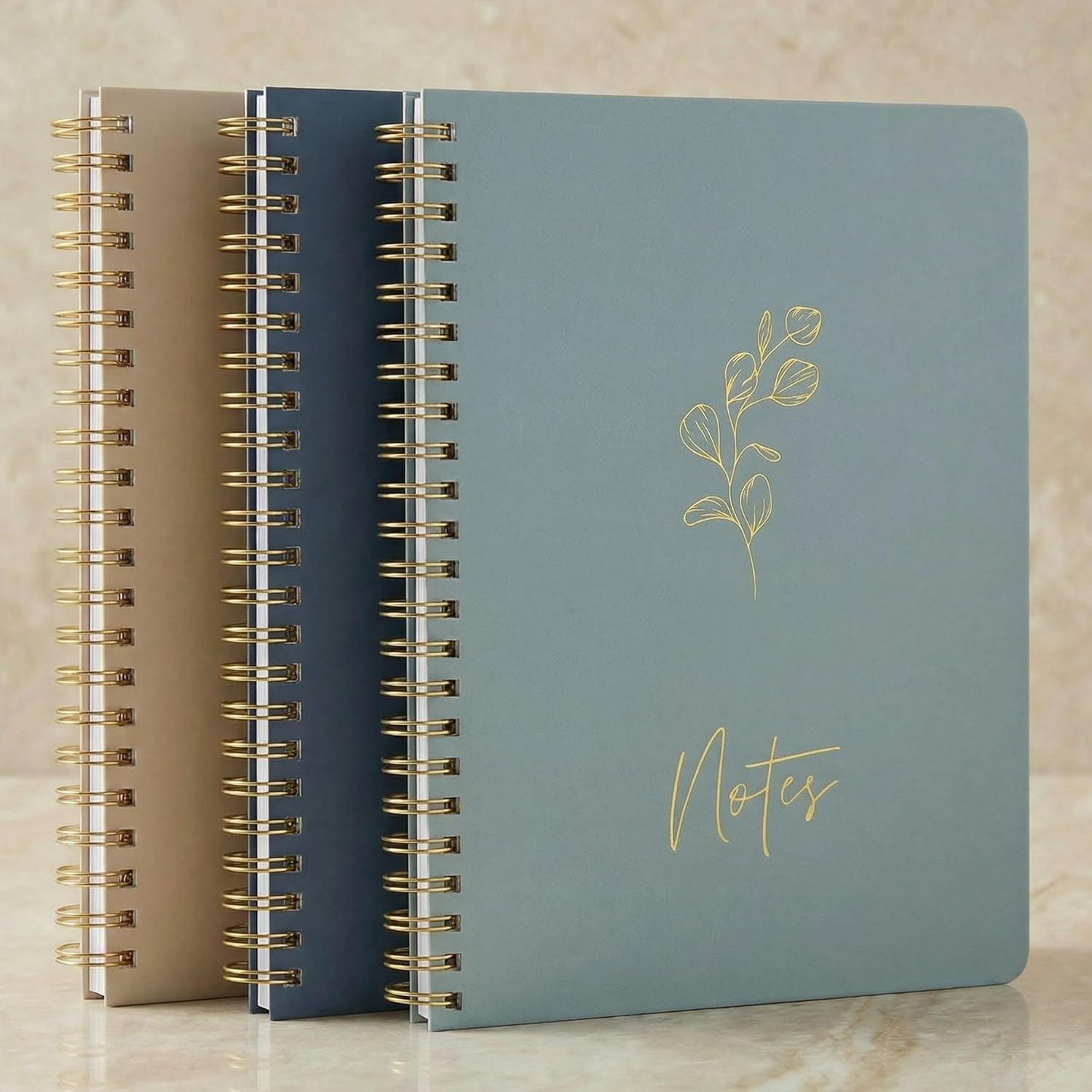 Aesthetic Spiral Notebook Set of 3 - Cute College Ruled 8X6 Journal/Notebook with Large Pockets and Lined Pages 