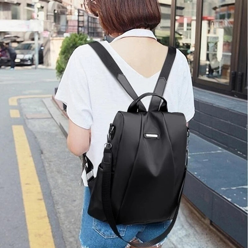  Women's Multifunction Backpack - Solid Color School Bag 