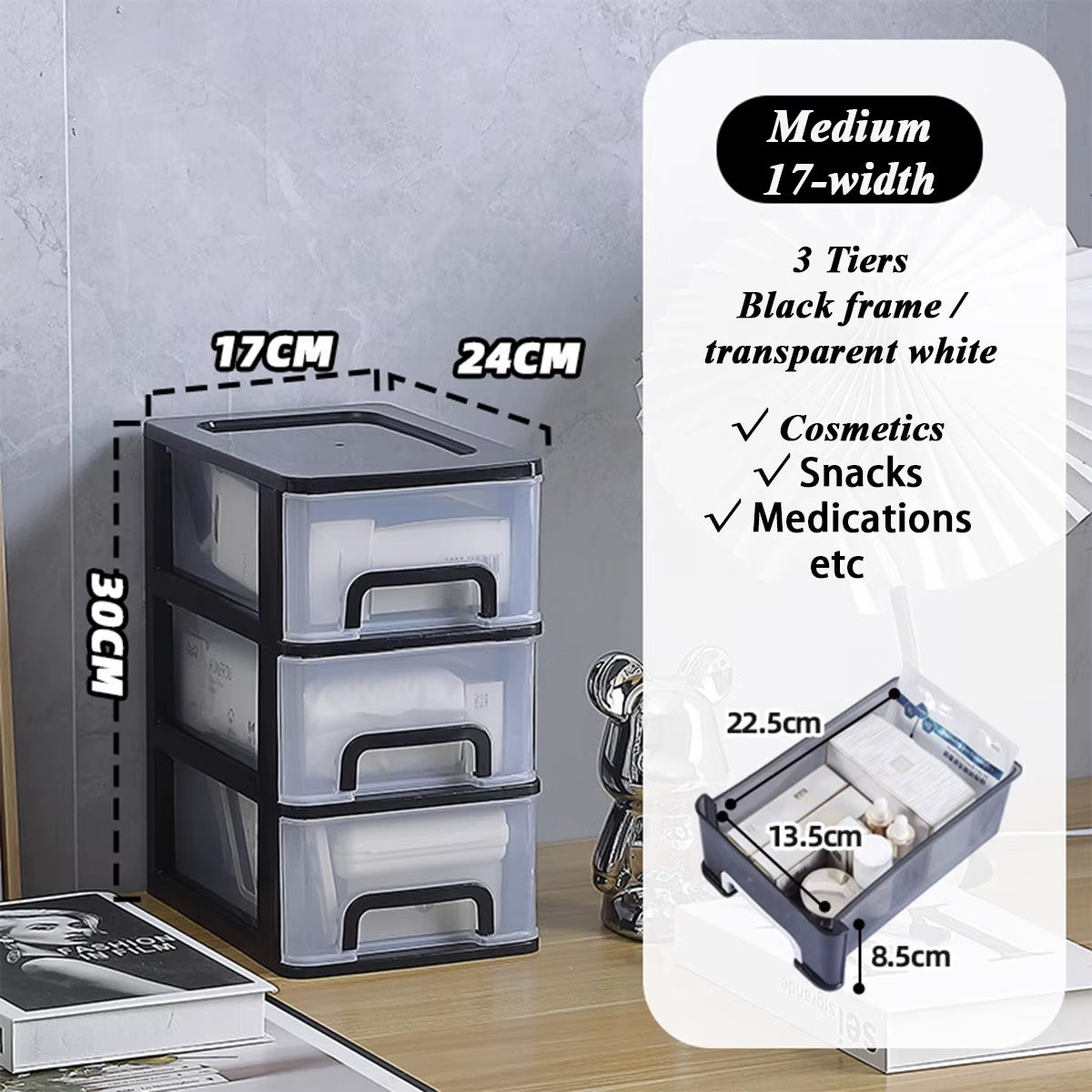 Multi-Layer Plastic Drawer for Storage/Table Organizer  