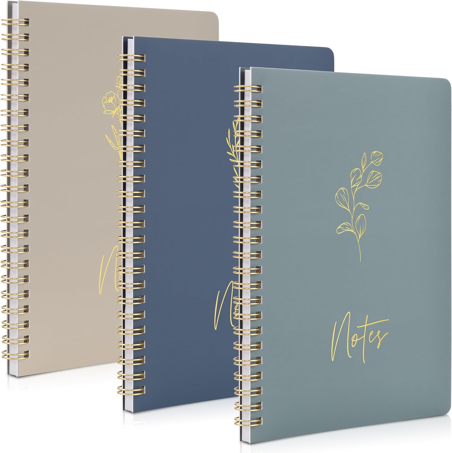 Aesthetic Spiral Notebook Set of 3 - Cute College Ruled 8X6 Journal/Notebook with Large Pockets and Lined Pages 