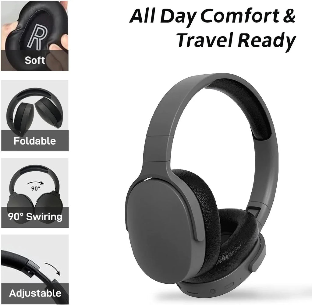  Wireless Bluetooth 5.3 Headphones over Ear -  TF/AUX Music Player with HD Mic
