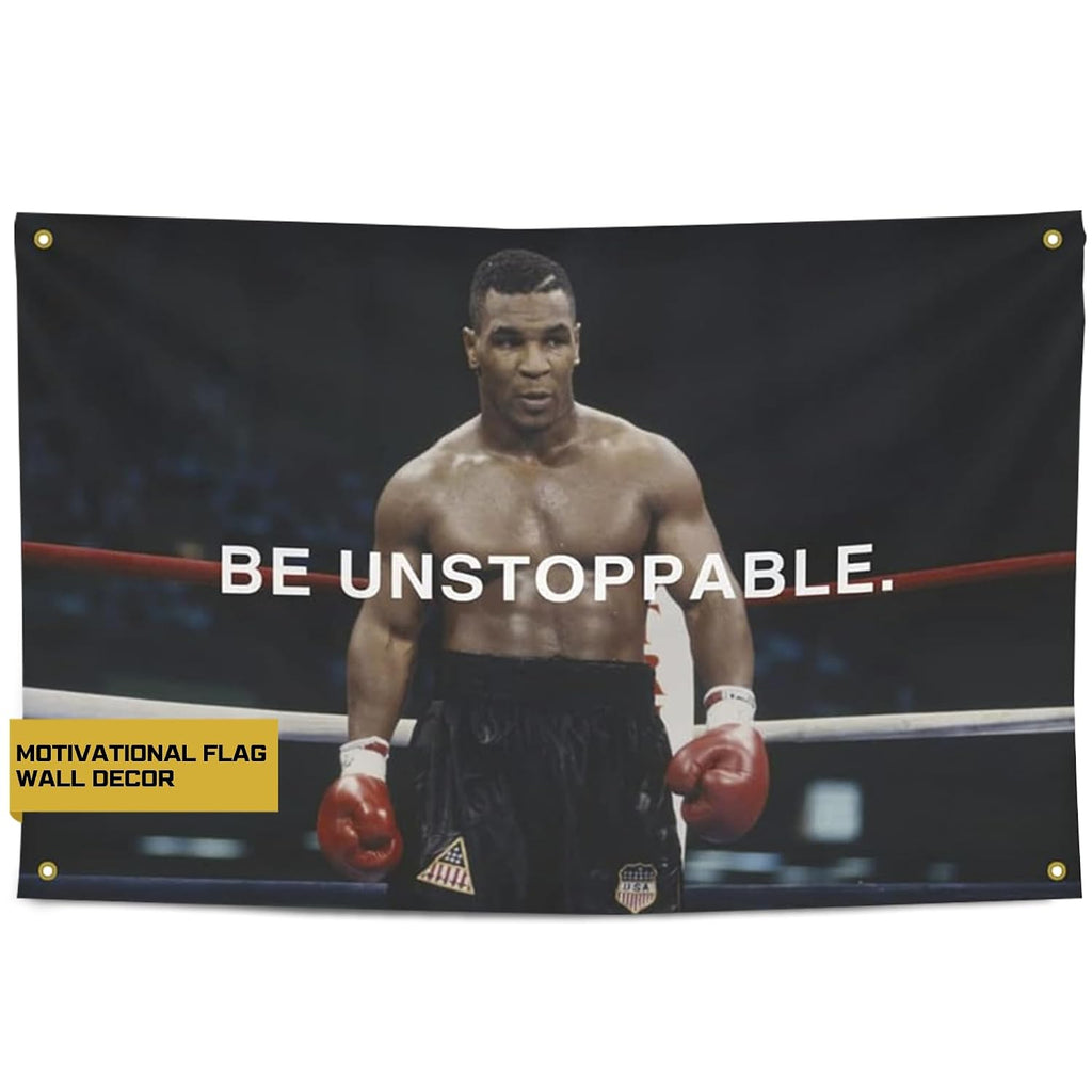 Iconic Mike Tyson Be Unstoppable Wall Decor -  3X5Ft Flag/Banner 