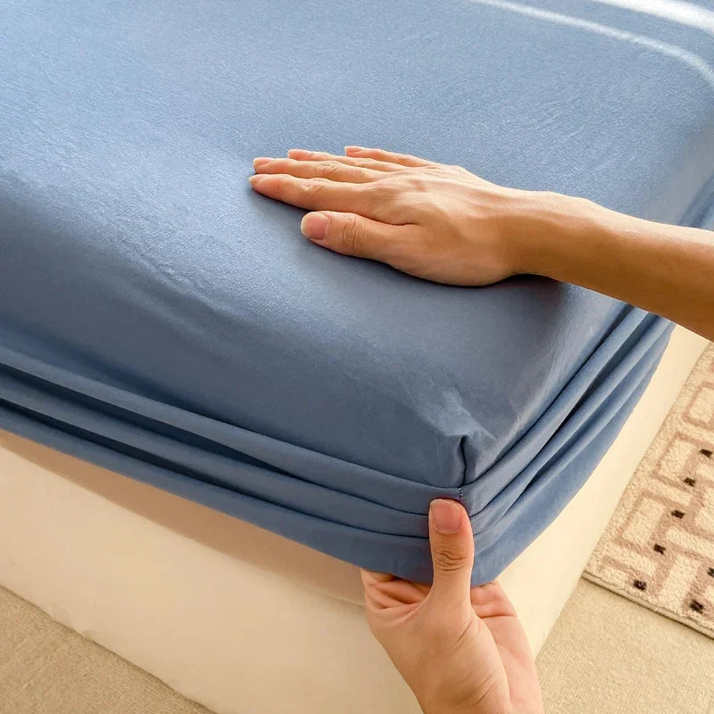 100% Cotton Fitted Bed Sheet with 360 Elastic Band Bedsheet for Single, Double, King, Queen Size Mattress 
