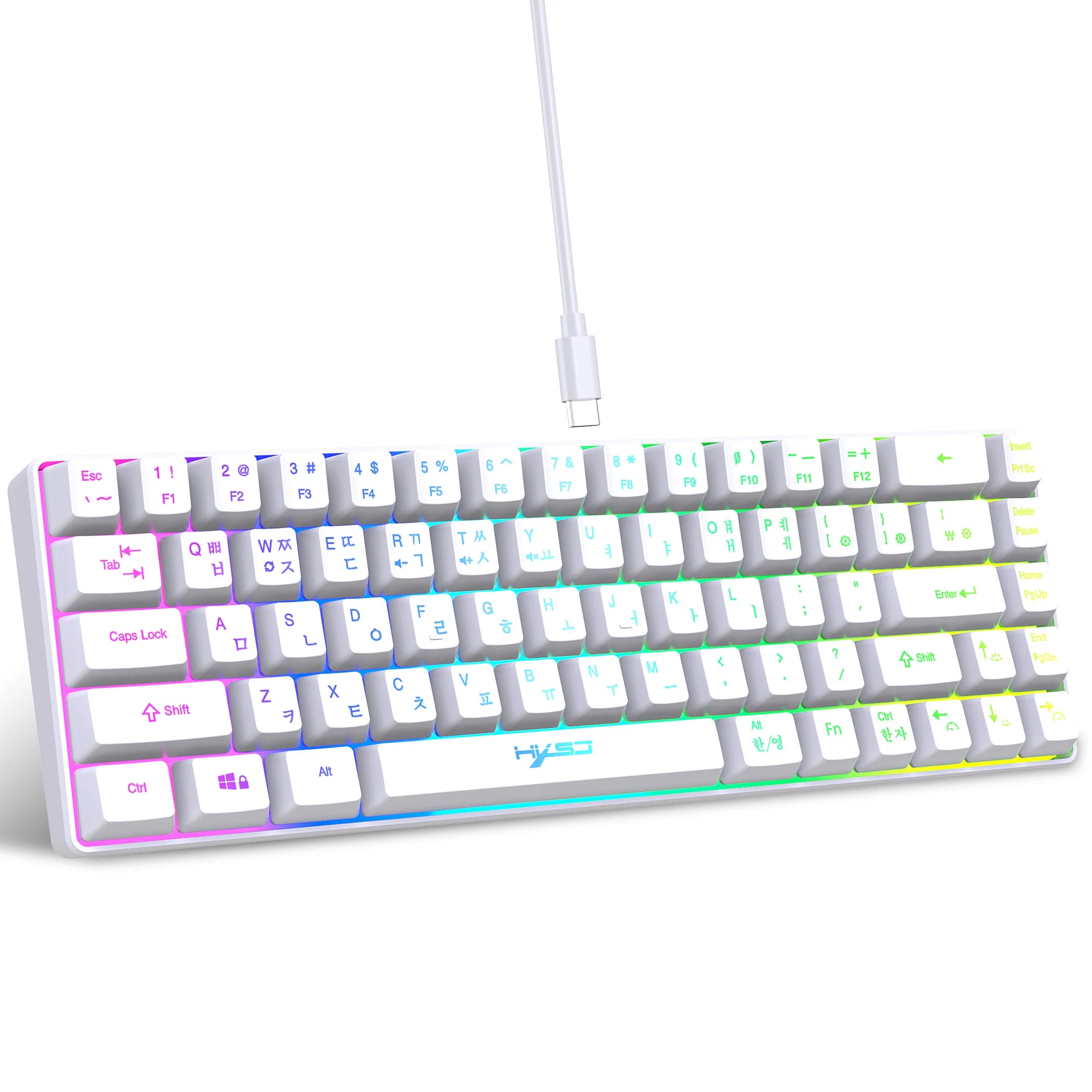 68 Keys Gaming Keyboard - USB Wired Portable 20 RGB Backlight Keyboard for Windows Laptops/Computers