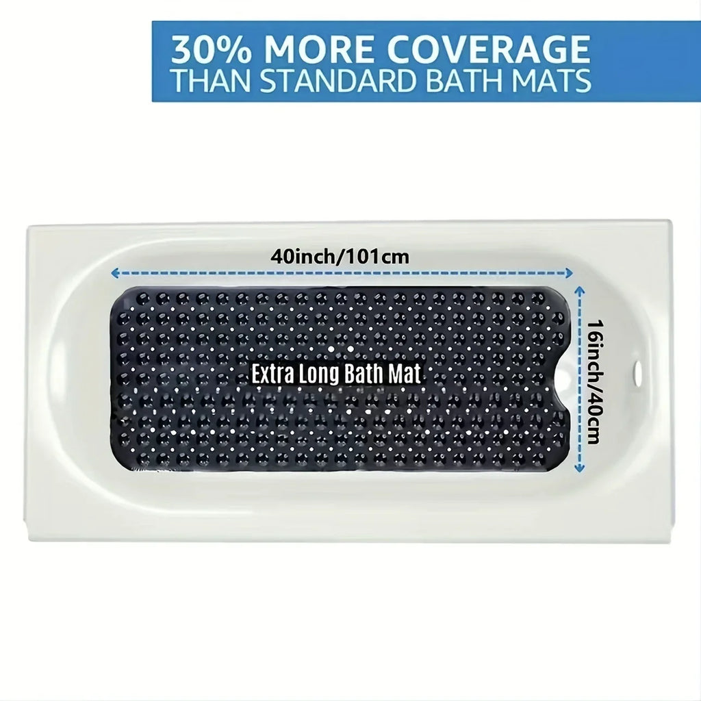 Non-Slip Bathtub Mat with Drain Holes and Suction Cups -(Machine Washable) 