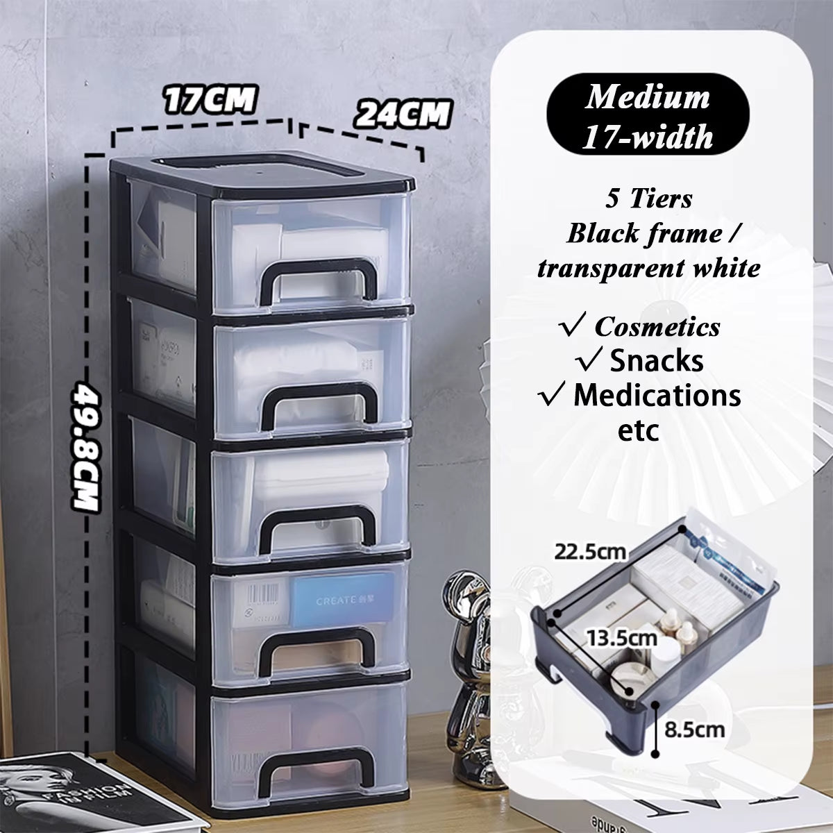 Multi-Layer Plastic Drawer for Storage/Table Organizer  