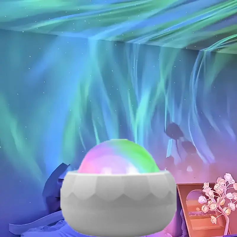 LED Aurora Projector - 360° Rotating Galaxy Night Sky Light with Remote, USB RGB, 7 Modes 
