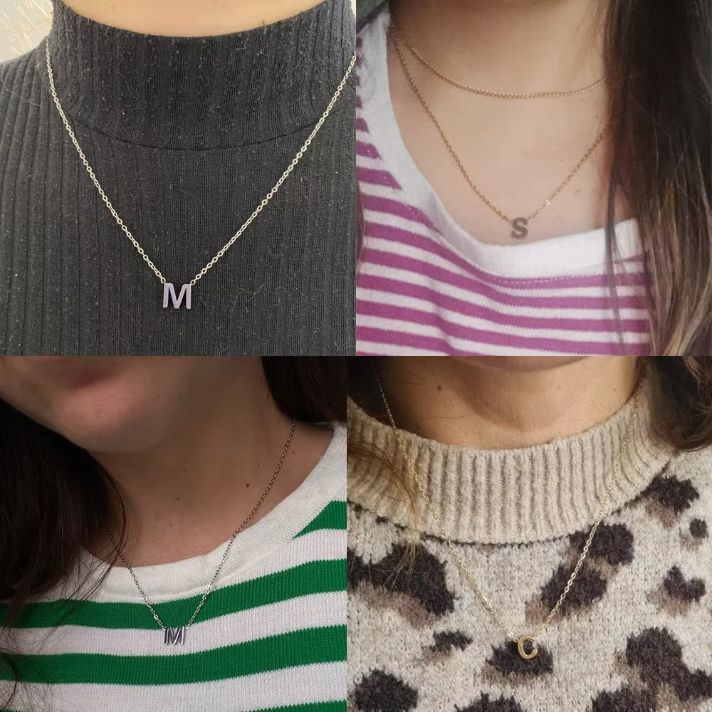 Elegant Stainless Steel A-Z Letter Necklace for Women 
