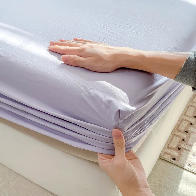 100% Cotton Fitted Bed Sheet with 360 Elastic Band Bedsheet for Single, Double, King, Queen Size Mattress 
