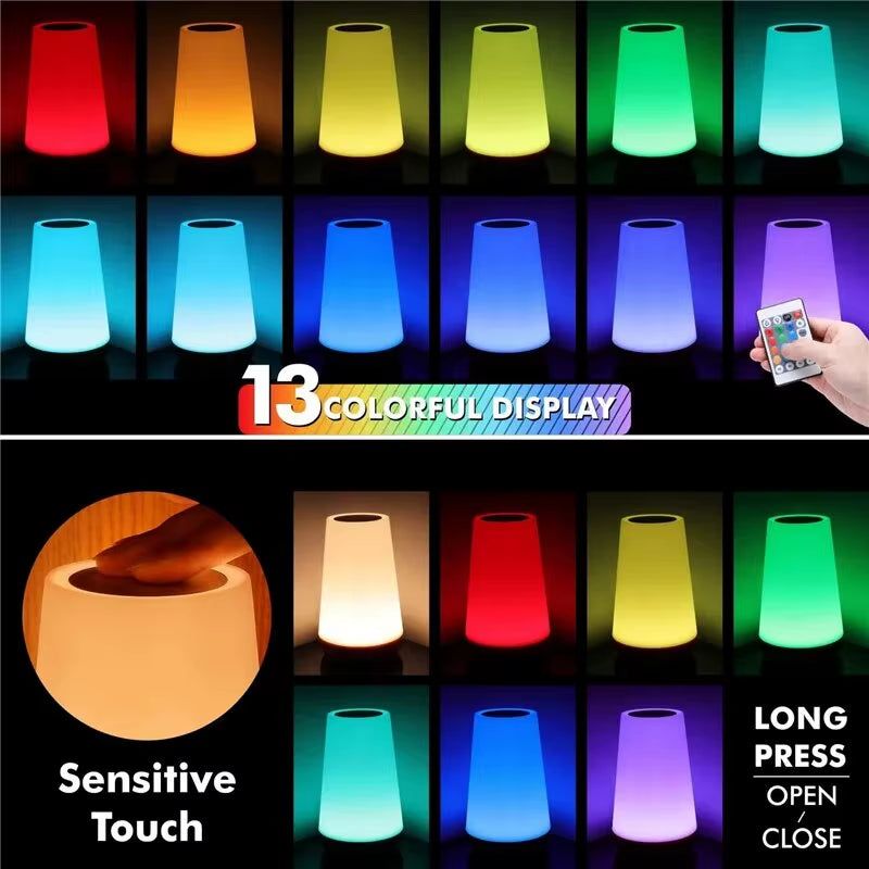 13 Color Changing Night Light - Remote Control Touch, USB Rechargeable 