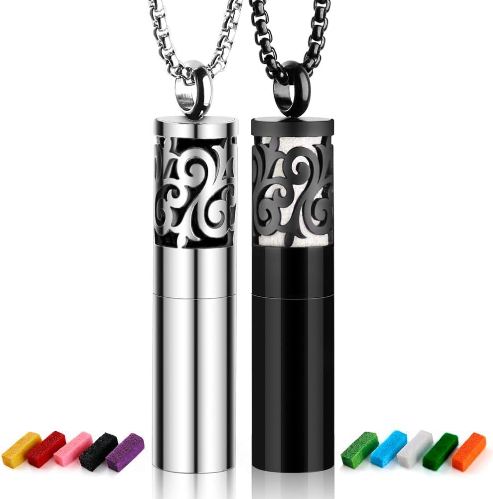 Essential Oil Diffuser Necklaces for Women, 2PCS,  Stainless Steel, 20 Felt Pads, Perfume Necklaces
