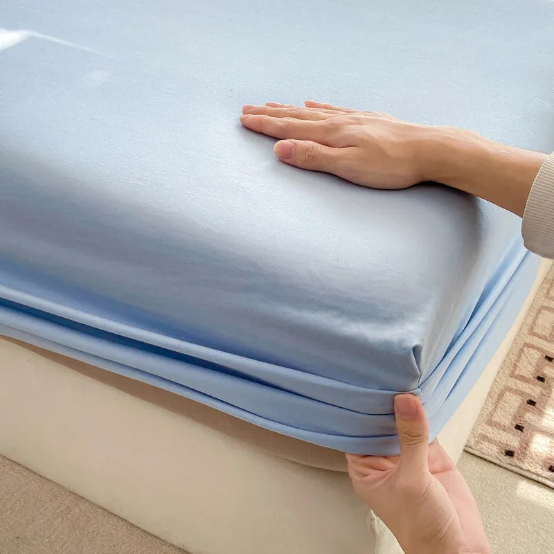100% Cotton Fitted Bed Sheet with 360 Elastic Band Bedsheet for Single, Double, King, Queen Size Mattress 