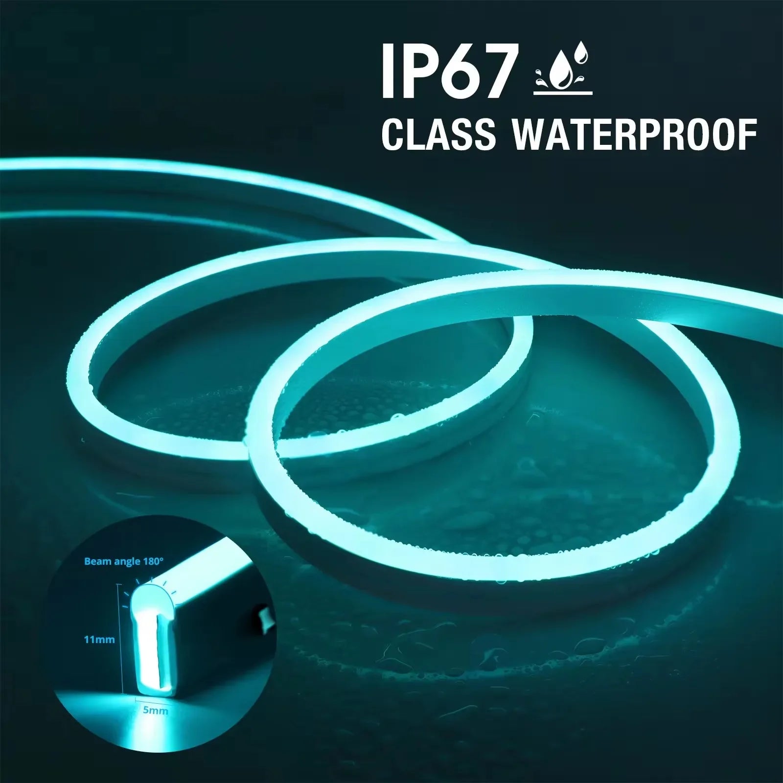 RGB Neon LED Strip 1/2/3/5M IP65 - Waterproof DIY USB Neon Strip, Tuya App Remote Control