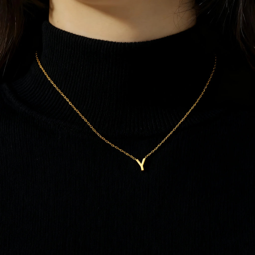 Elegant Stainless Steel A-Z Letter Necklace for Women 
