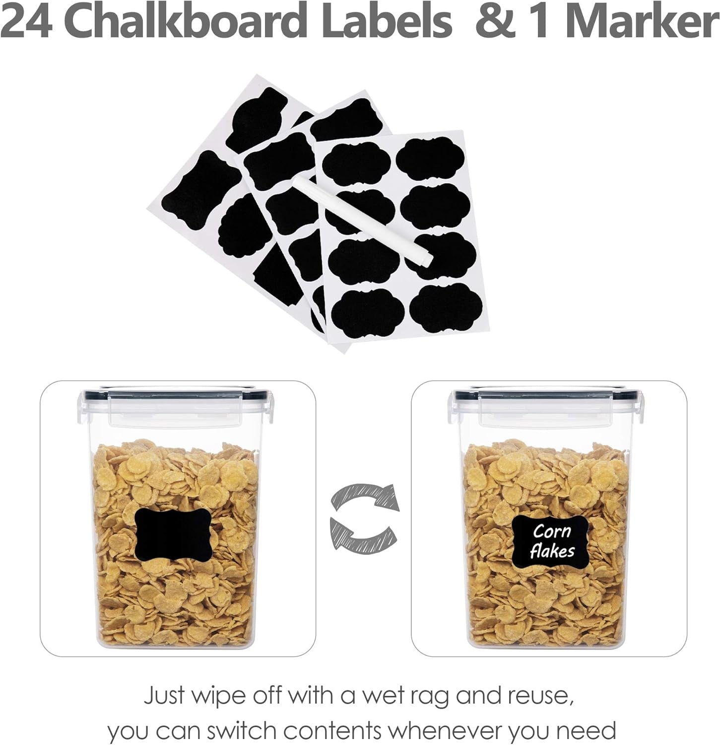 14Pcs Food Storage Containers Set - Includes 24 Labels
