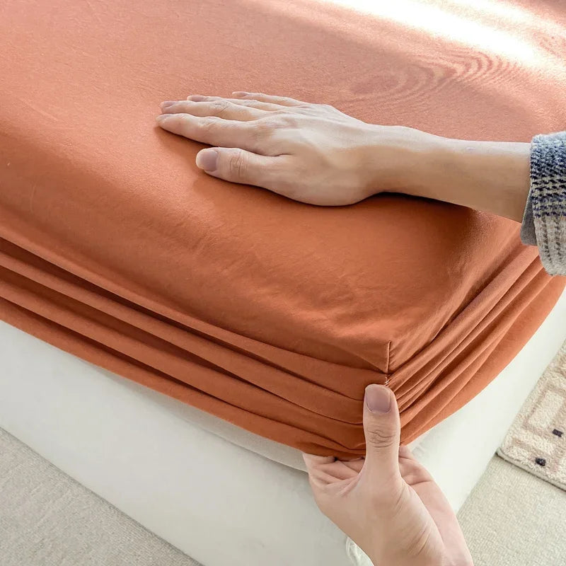 100% Cotton Fitted Bed Sheet with 360 Elastic Band Bedsheet for Single, Double, King, Queen Size Mattress 