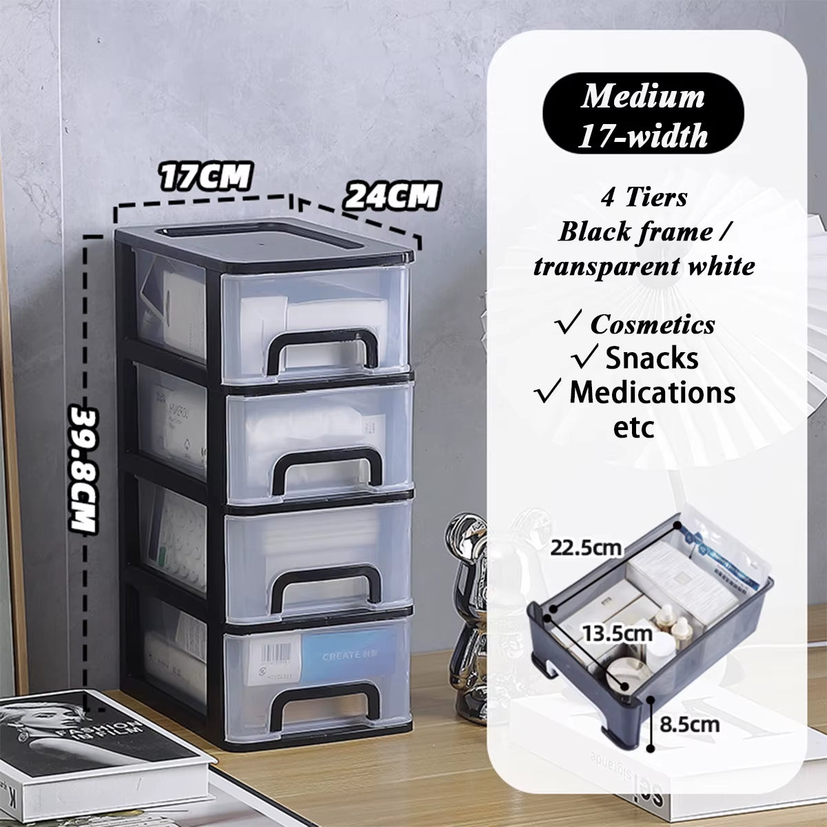 Multi-Layer Plastic Drawer for Storage/Table Organizer  