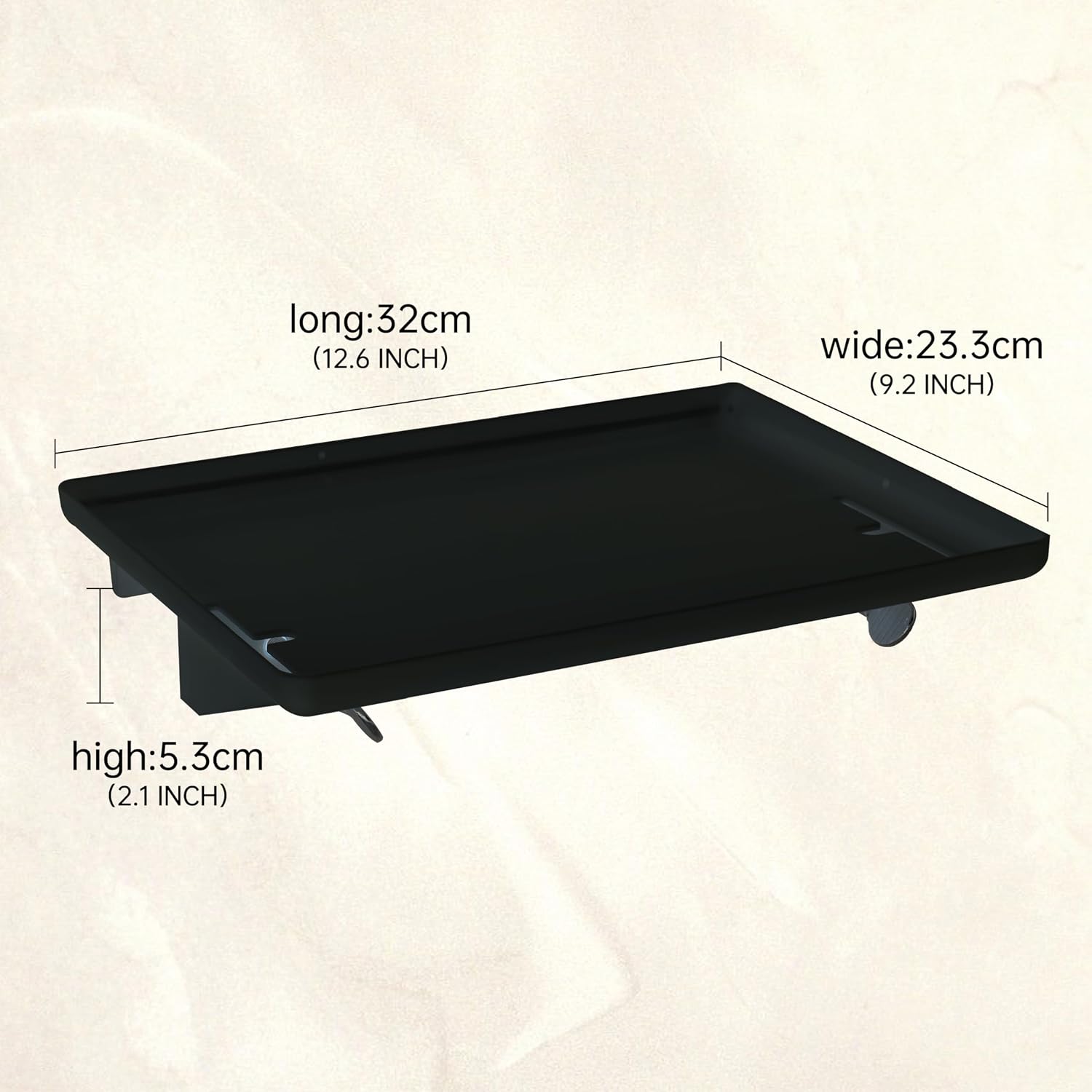 Clip on Bedside Shelf  - Black Plastic Bed Side Tray 