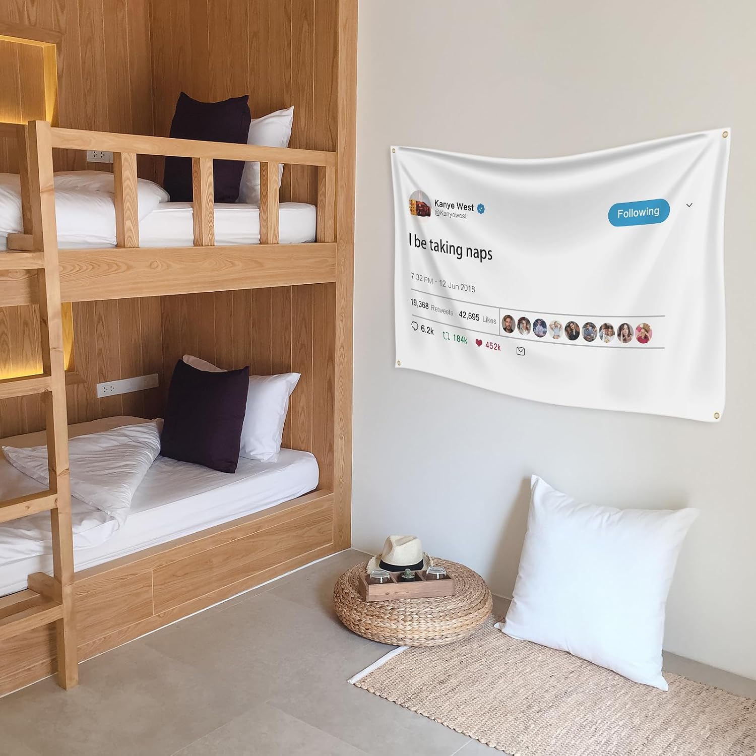 Kanye Tapestry Tweet Flag, I Be Taking Naps - With Installation Tool 
