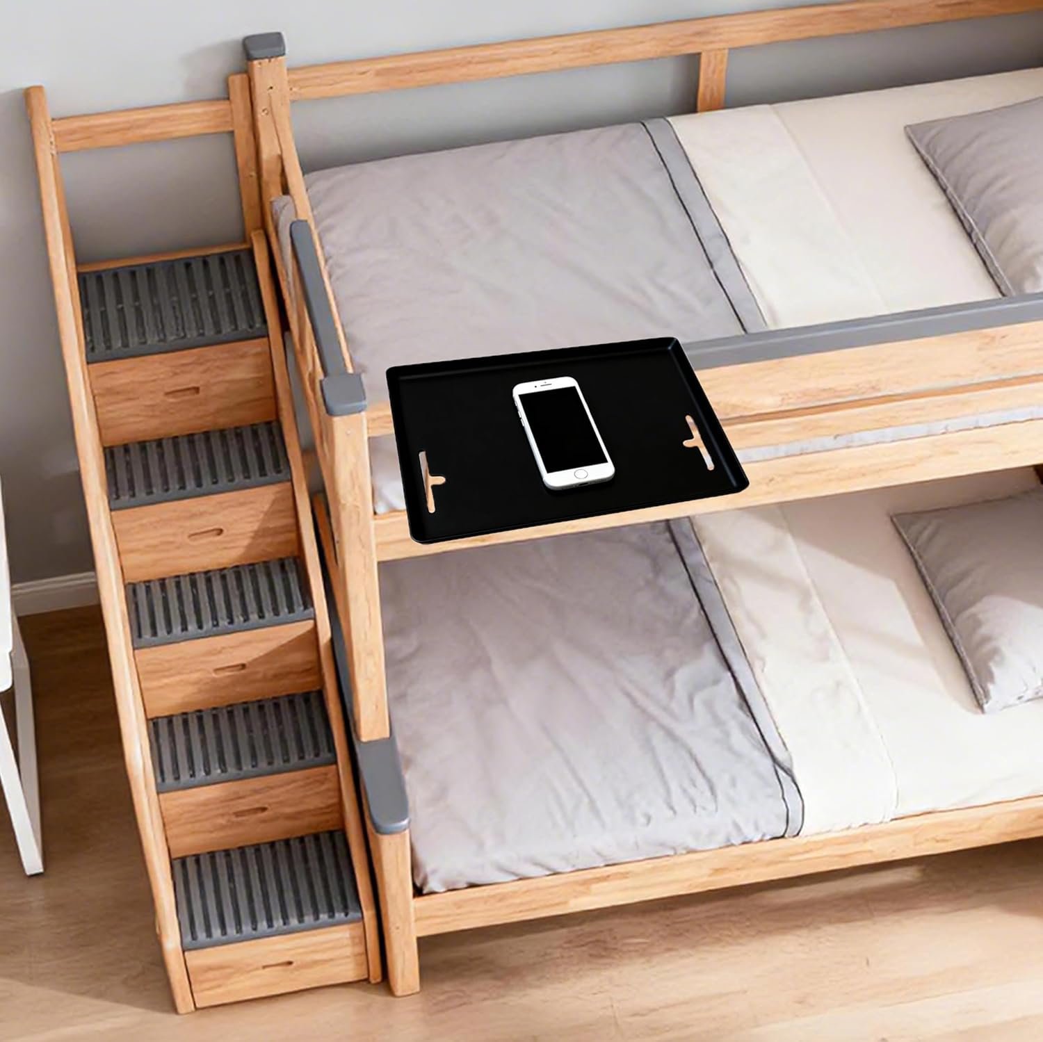 Clip on Bedside Shelf  - Black Plastic Bed Side Tray 