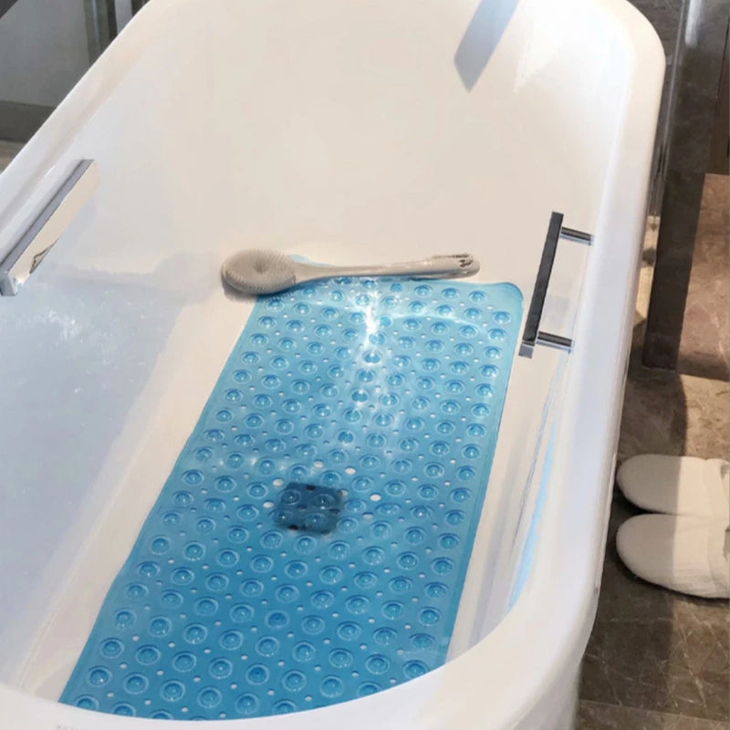 Non-Slip Bathtub Mat with Drain Holes and Suction Cups -(Machine Washable) 