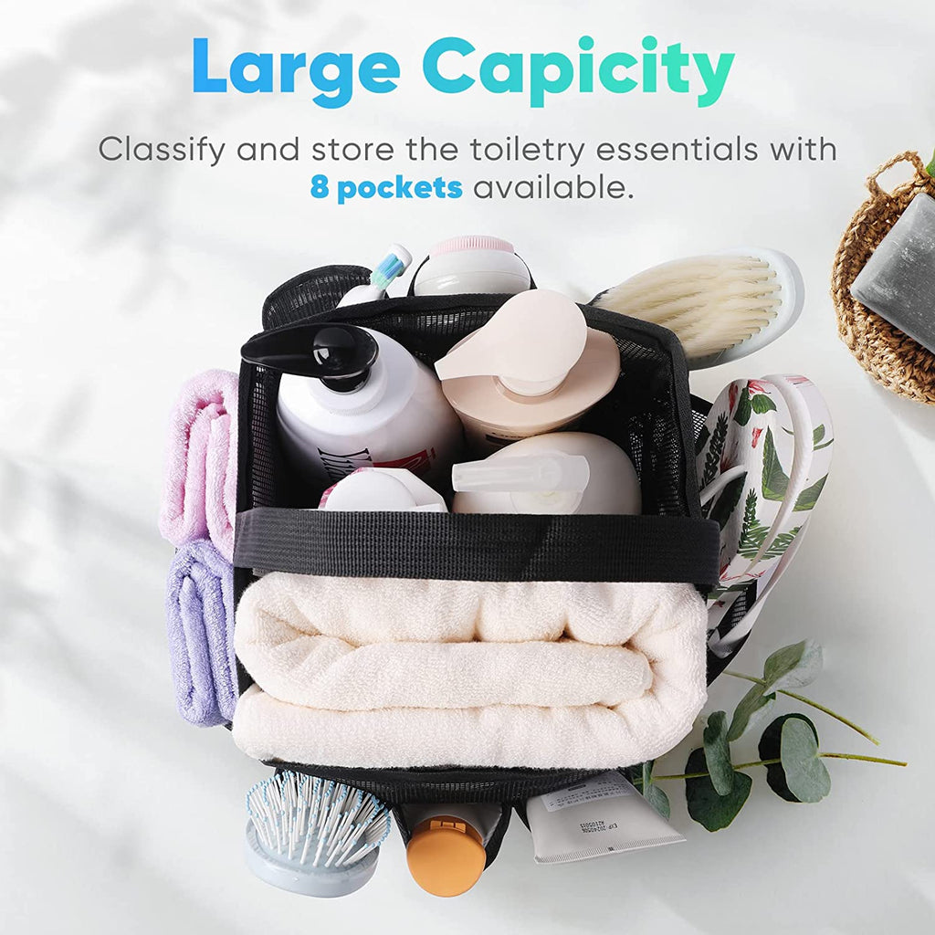 Mesh Portable Shower Caddy (8-Pocket Large Capacity Shower Bag)