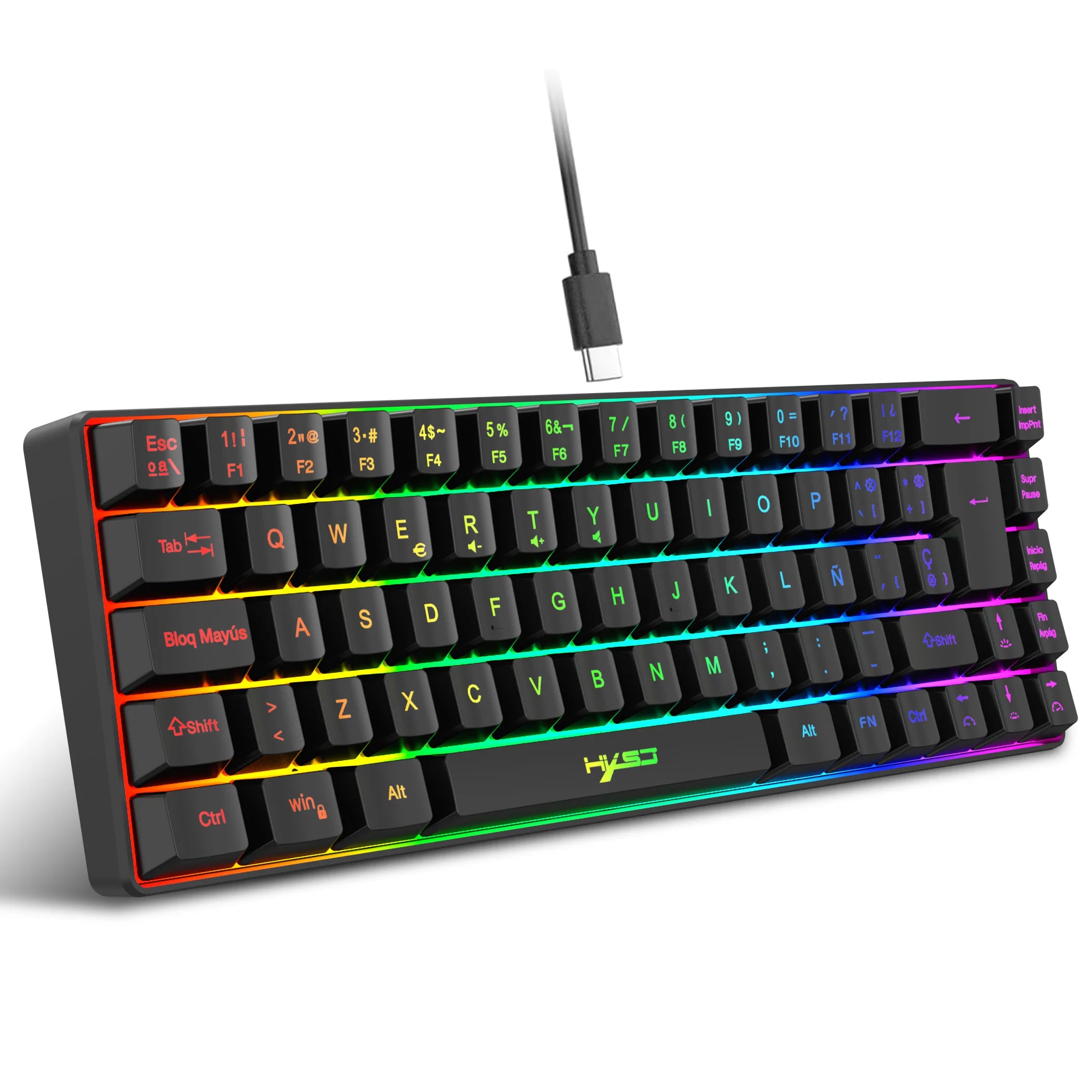 68 Keys Gaming Keyboard - USB Wired Portable 20 RGB Backlight Keyboard for Windows Laptops/Computers
