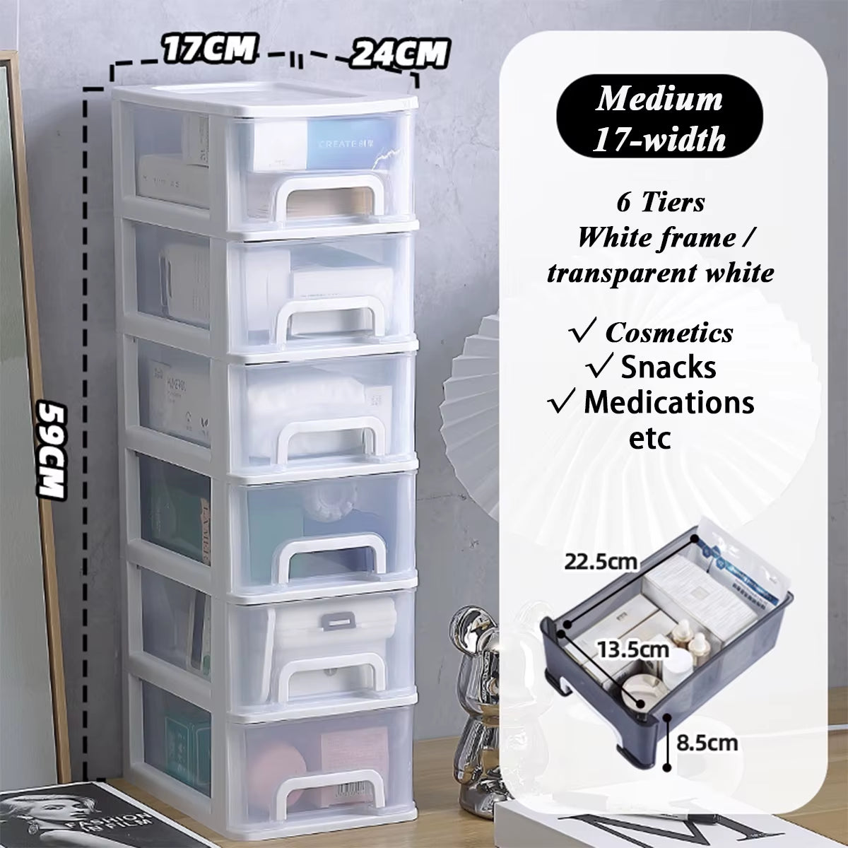 Multi-Layer Plastic Drawer for Storage/Table Organizer  