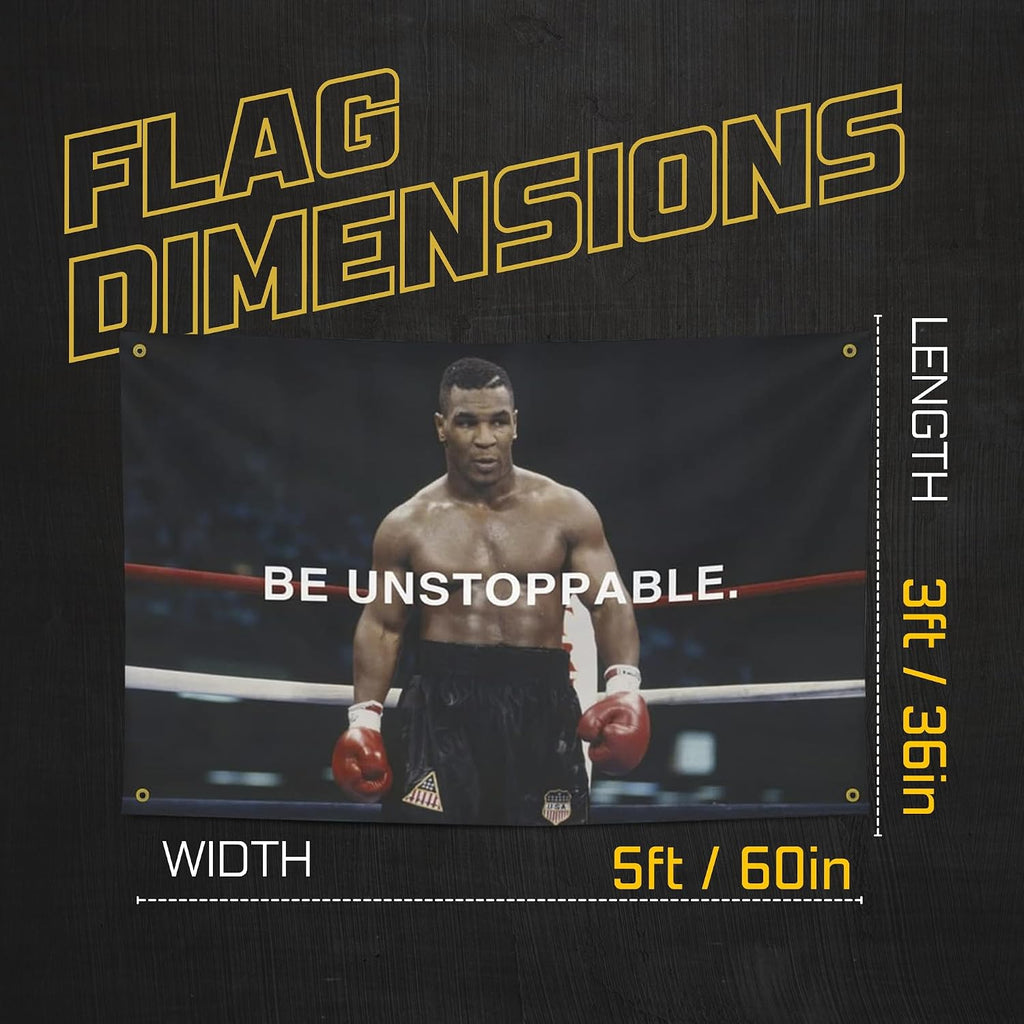 Iconic Mike Tyson Be Unstoppable Wall Decor -  3X5Ft Flag/Banner 