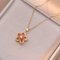 Shiny Zircon Romantic Flower Pendant Necklace for Women 
