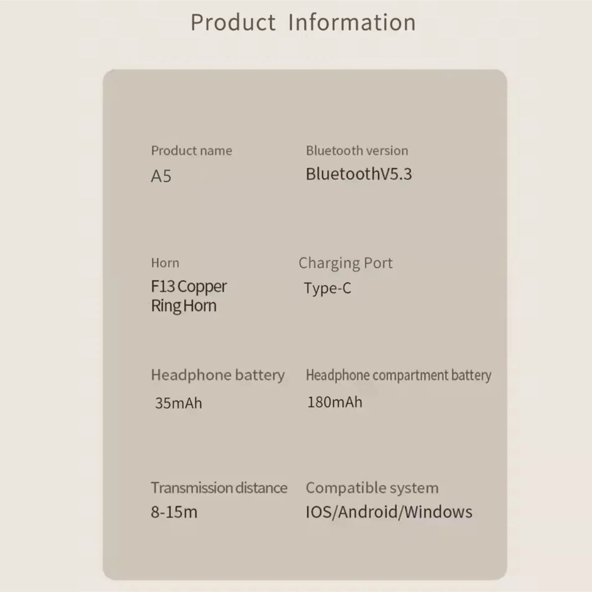 A5 TWS Wireless Noise Cancelling Bluetooth Earphones 