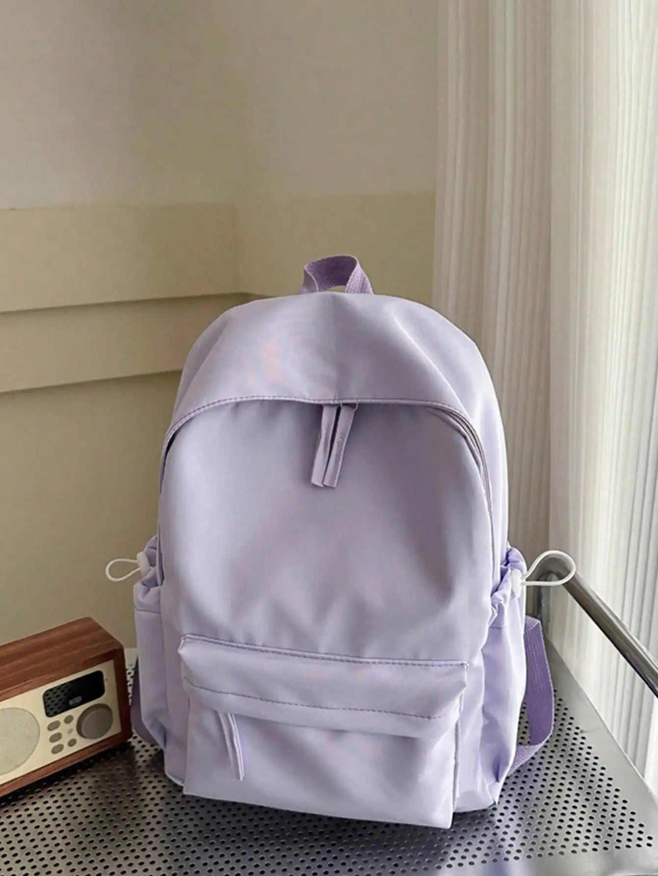 Fashion Casual Solid Color Student Backpack - Foldable Multi Compartment Large Capacity Backpack