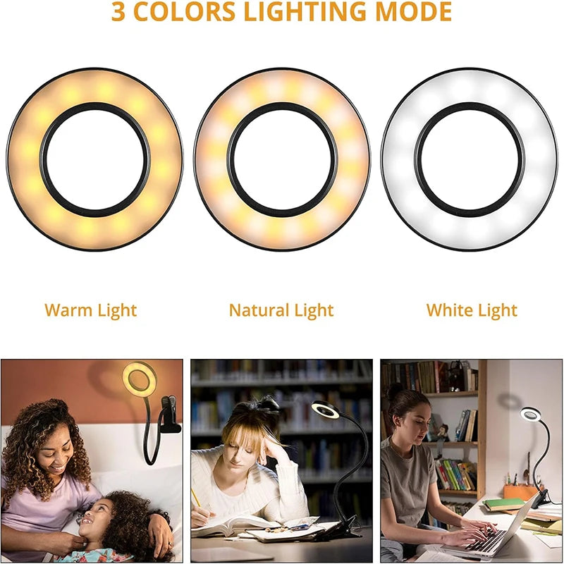 Reading Desk Lamp - Dimmable, 3 Modes & 10 Dimming Levels, USB Clamp Lamps, 360° Flexible Book Clip