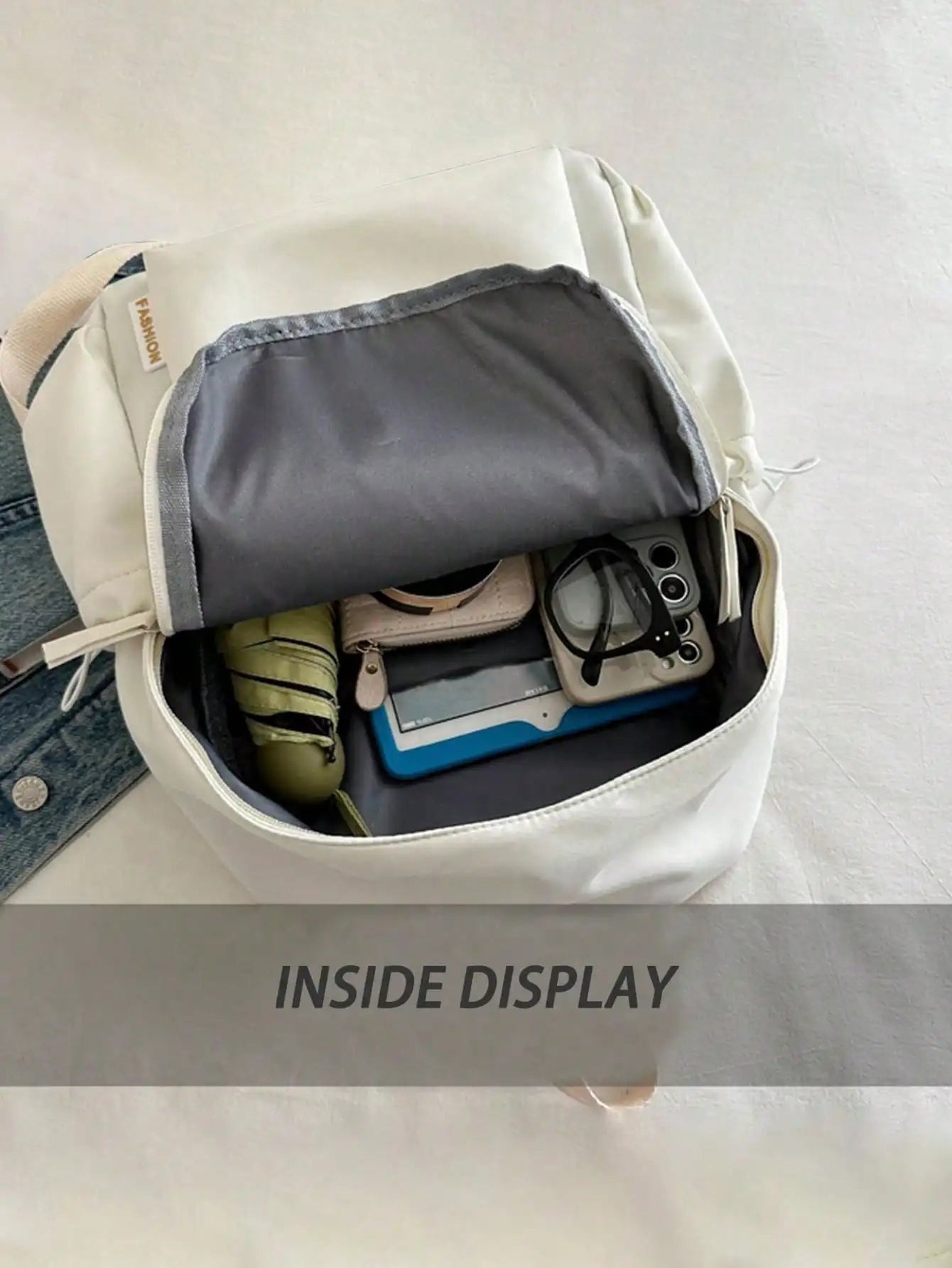 Fashion Casual Solid Color Student Backpack - Foldable Multi Compartment Large Capacity Backpack
