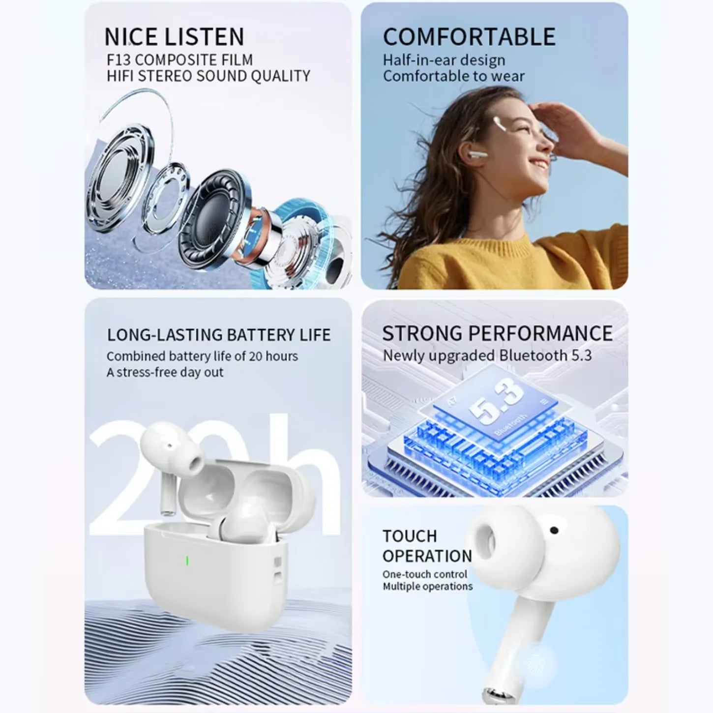 A5 TWS Wireless Noise Cancelling Bluetooth Earphones 