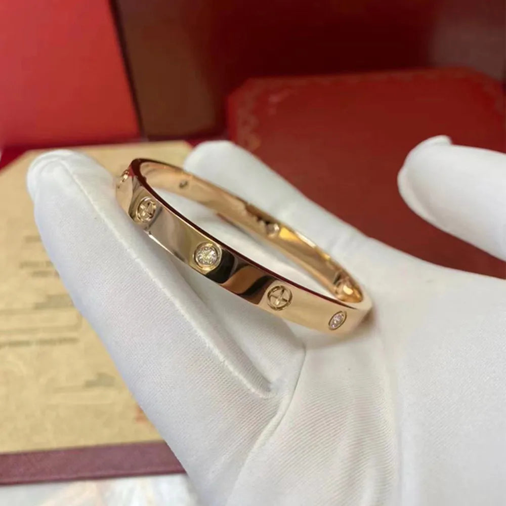 Elegant Zircon and Cross Nut Nail Bracelet/Bangle for Woman - Stainless Steel Screw Jewelry