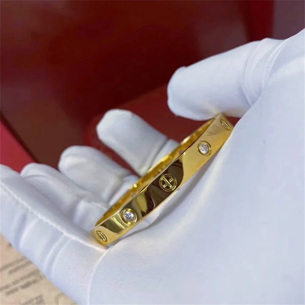 Elegant Zircon and Cross Nut Nail Bracelet/Bangle for Woman - Stainless Steel Screw Jewelry