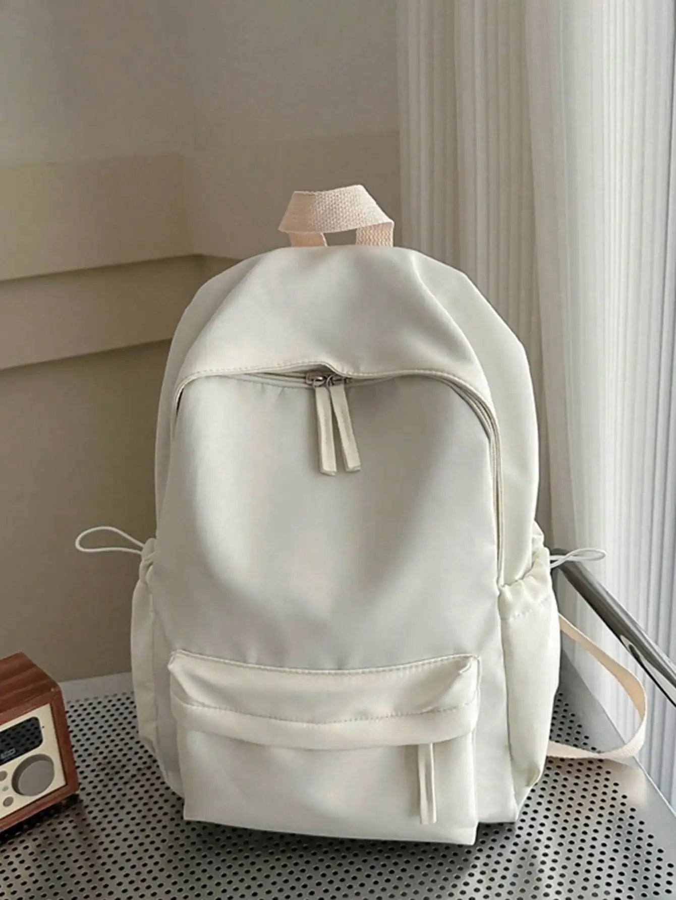 Fashion Casual Solid Color Student Backpack - Foldable Multi Compartment Large Capacity Backpack