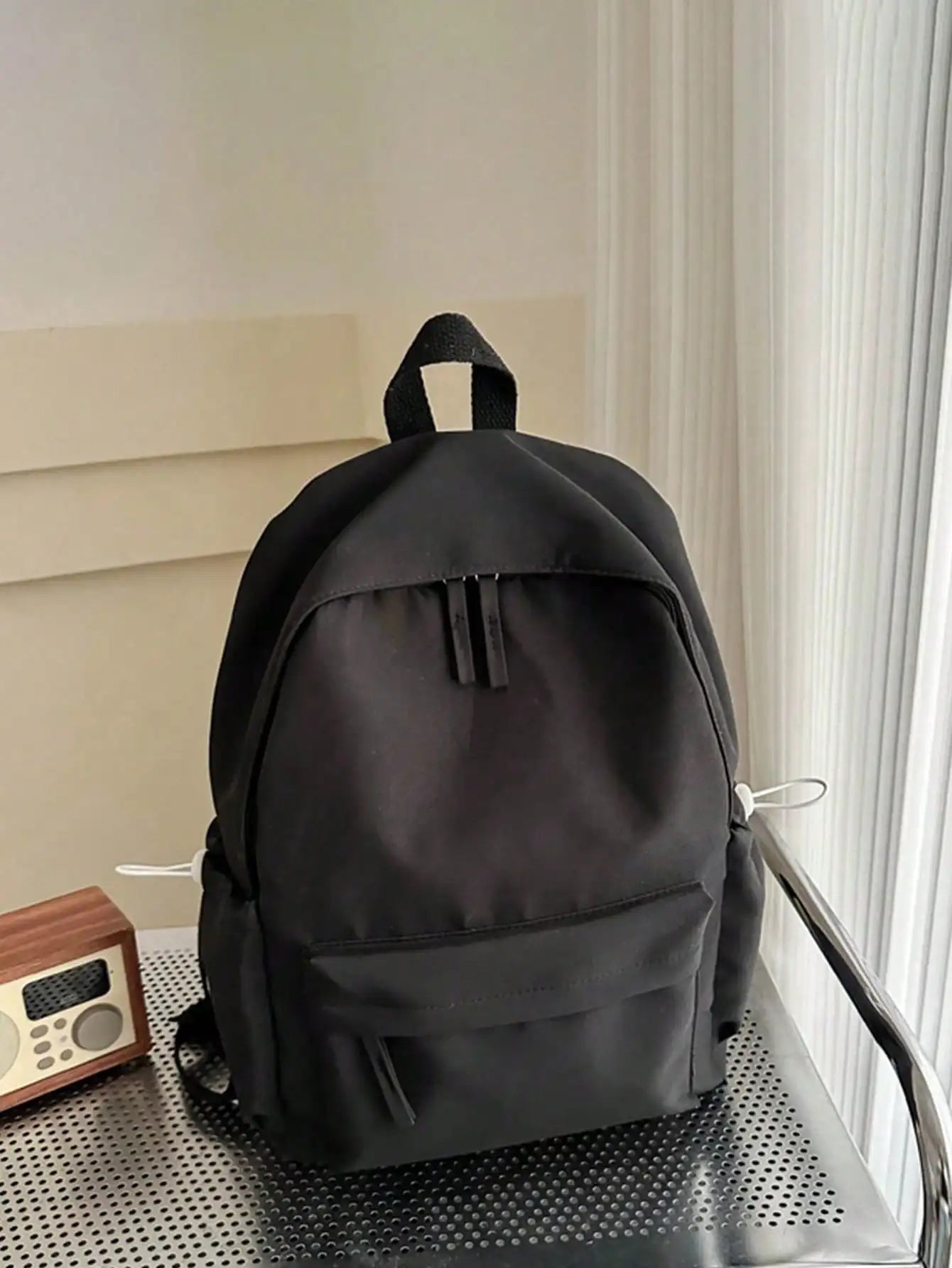 Fashion Casual Solid Color Student Backpack - Foldable Multi Compartment Large Capacity Backpack