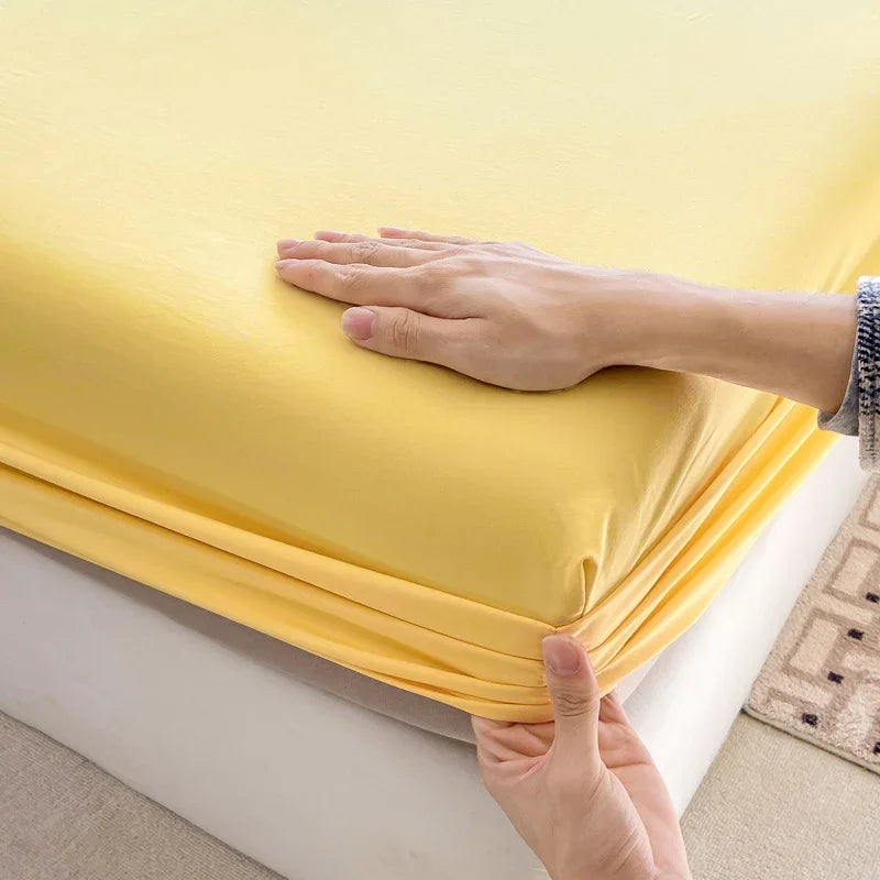 100% Cotton Fitted Bed Sheet with 360 Elastic Band Bedsheet for Single, Double, King, Queen Size Mattress 