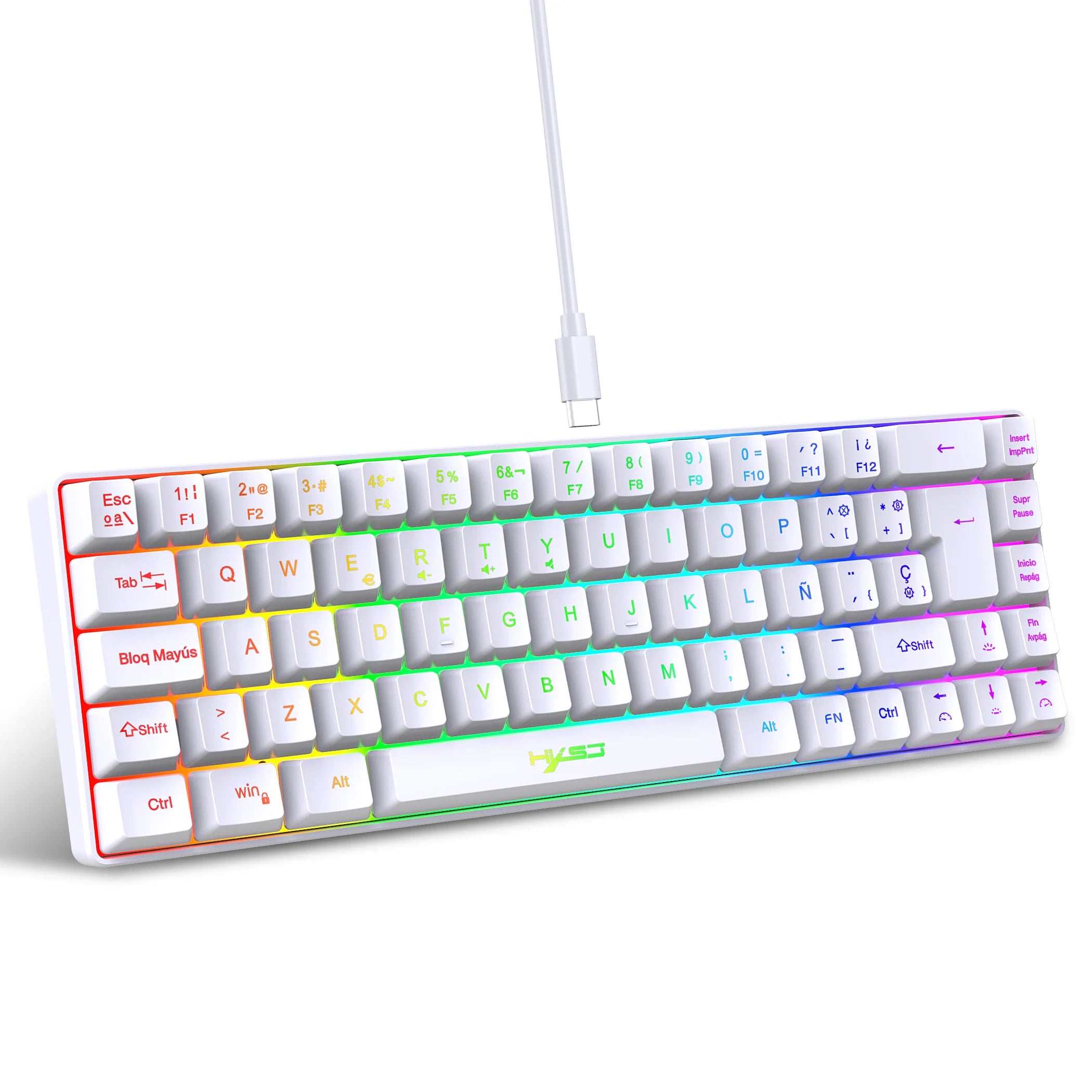 68 Keys Gaming Keyboard - USB Wired Portable 20 RGB Backlight Keyboard for Windows Laptops/Computers