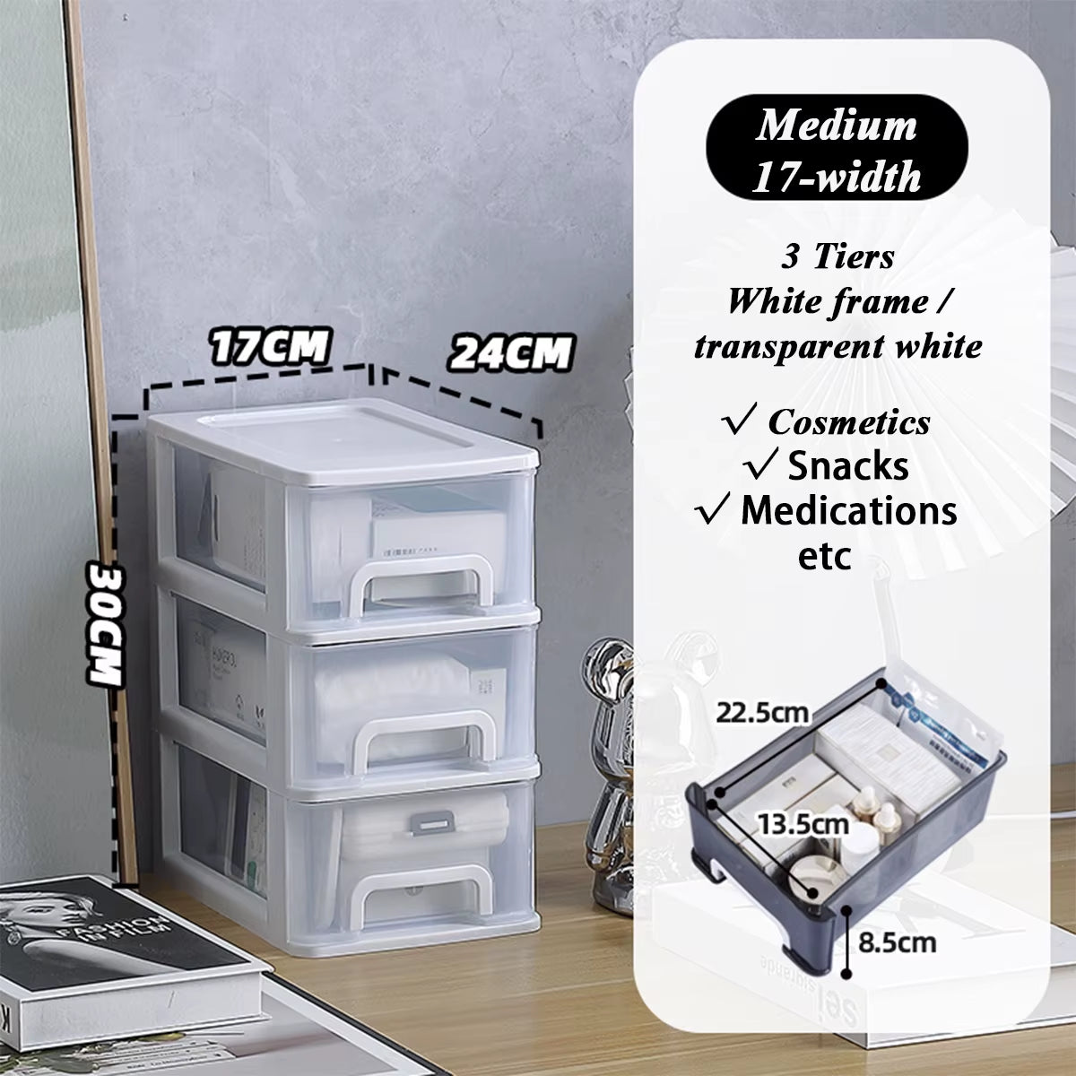Multi-Layer Plastic Drawer for Storage/Table Organizer  