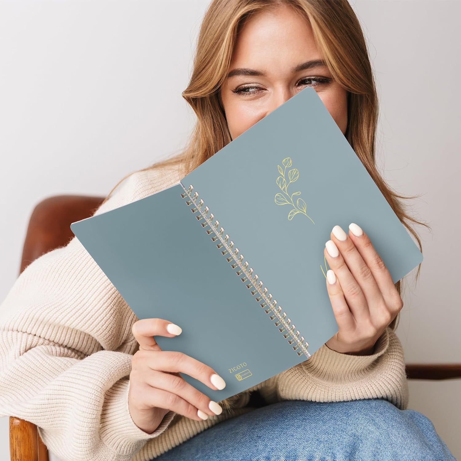 Aesthetic Spiral Notebook Set of 3 - Cute College Ruled 8X6 Journal/Notebook with Large Pockets and Lined Pages 