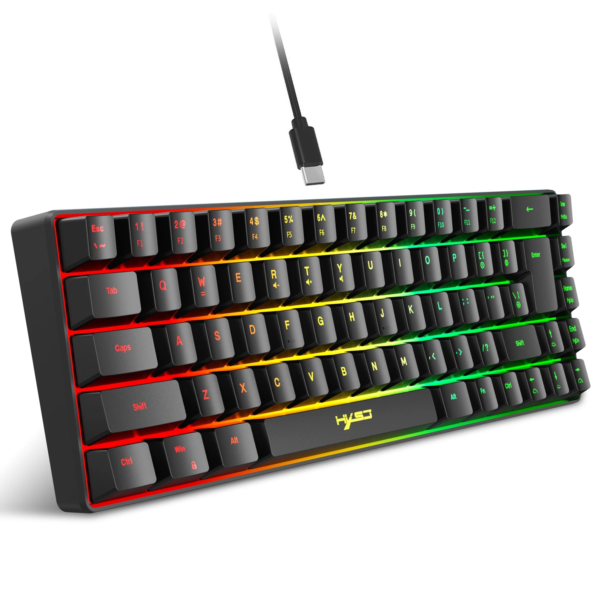 68 Keys Gaming Keyboard - USB Wired Portable 20 RGB Backlight Keyboard for Windows Laptops/Computers
