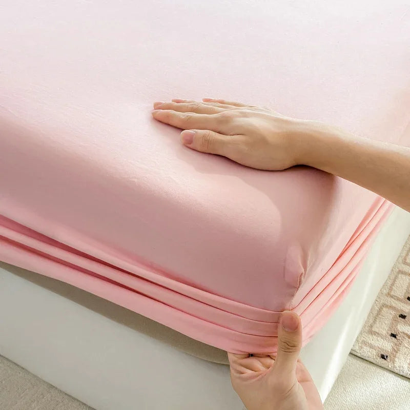 100% Cotton Fitted Bed Sheet with 360 Elastic Band Bedsheet for Single, Double, King, Queen Size Mattress 