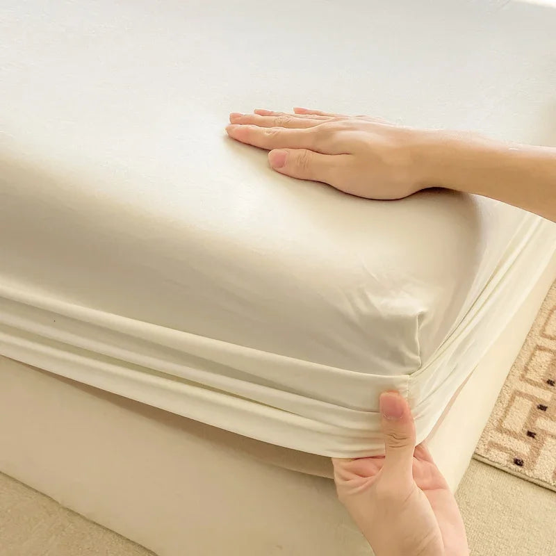 100% Cotton Fitted Bed Sheet with 360 Elastic Band Bedsheet for Single, Double, King, Queen Size Mattress 